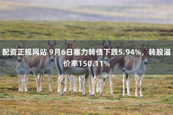 配资正规网站 9月6日塞力转债下跌5.94%，转股溢价率150.11%