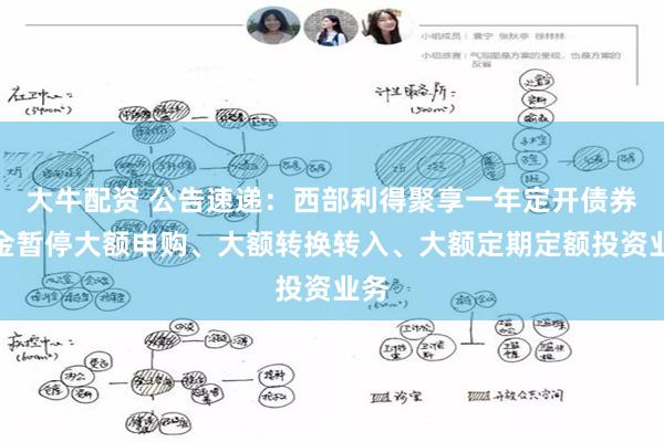 大牛配资 公告速递：西部利得聚享一年定开债券基金暂停大额申购、大额转换转入、大额定期定额投资业务